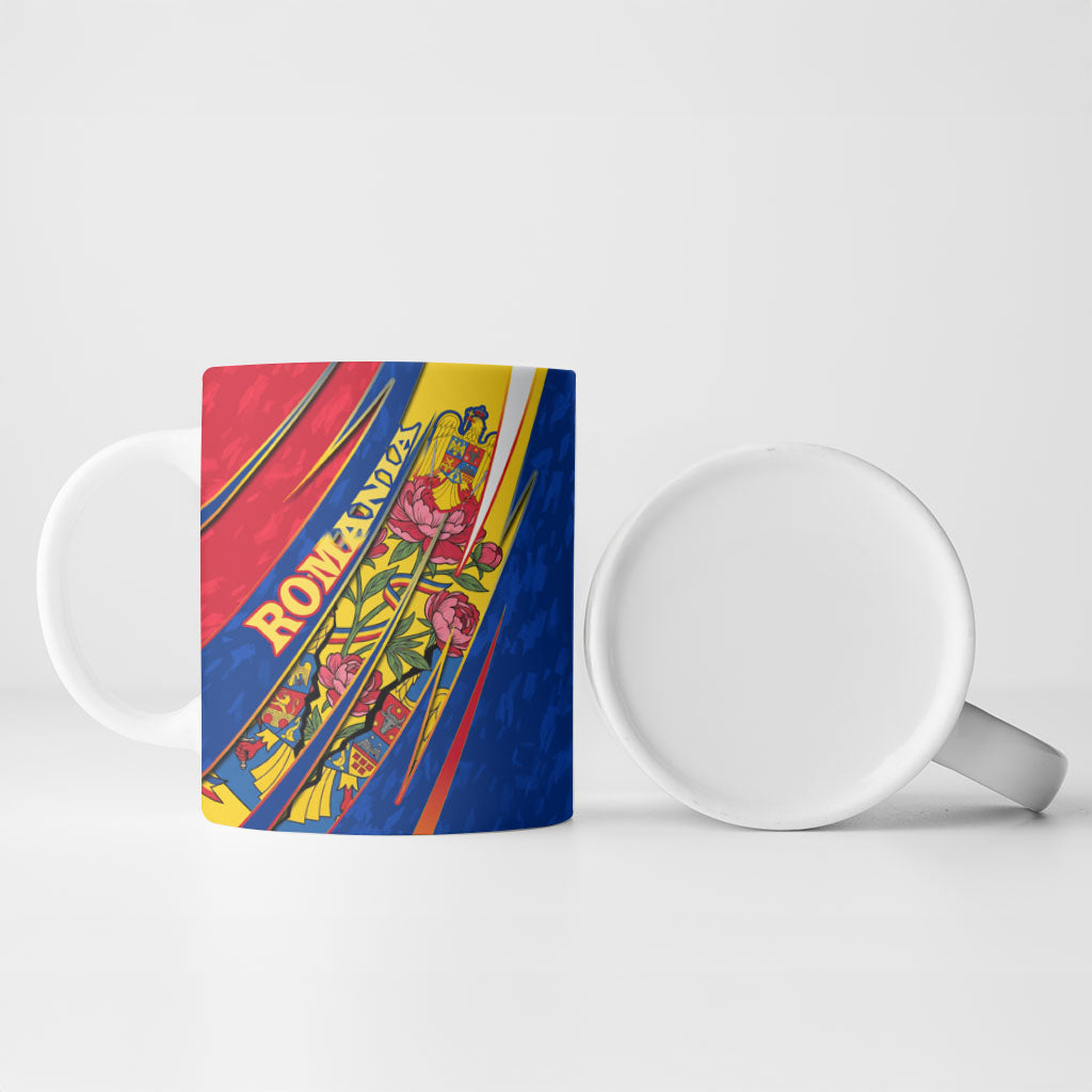 Romania Flag Day Ceramic Mug Libertate Ziua Drapelului - Eagle Patriotic Tricolor Floral