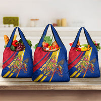 Romania Flag Day Grocery Bag Libertate Ziua Drapelului - Eagle Patriotic Tricolor Floral