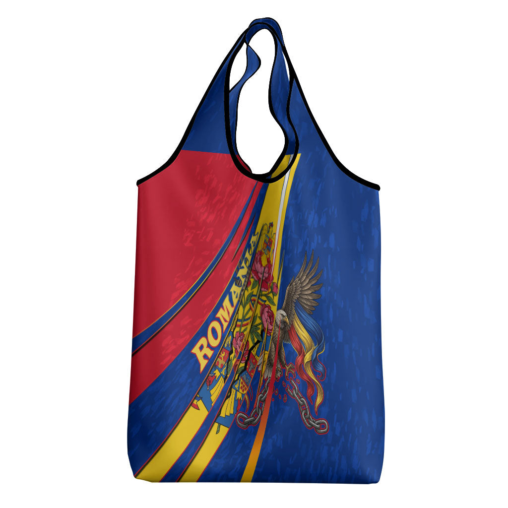 Romania Flag Day Grocery Bag Libertate Ziua Drapelului - Eagle Patriotic Tricolor Floral