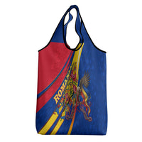 Romania Flag Day Grocery Bag Libertate Ziua Drapelului - Eagle Patriotic Tricolor Floral