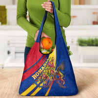 Romania Flag Day Grocery Bag Libertate Ziua Drapelului - Eagle Patriotic Tricolor Floral