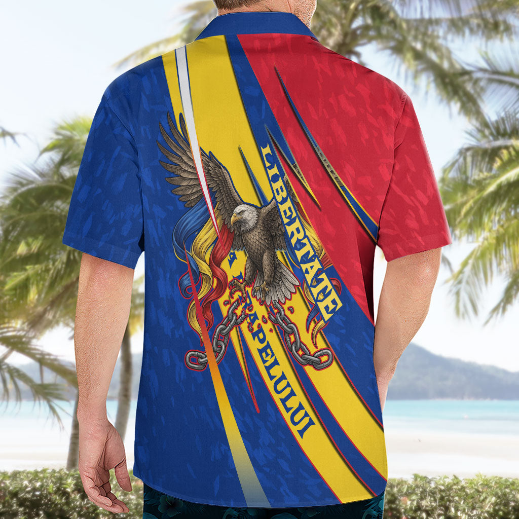 Romania Flag Day Hawaiian Shirt Libertate Ziua Drapelului - Eagle Patriotic Tricolor Floral