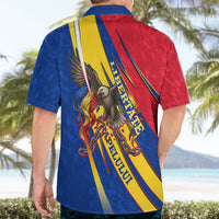 Romania Flag Day Hawaiian Shirt Libertate Ziua Drapelului - Eagle Patriotic Tricolor Floral