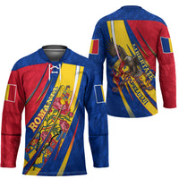 Romania Flag Day Hockey Jersey Libertate Ziua Drapelului - Eagle Patriotic Tricolor Floral