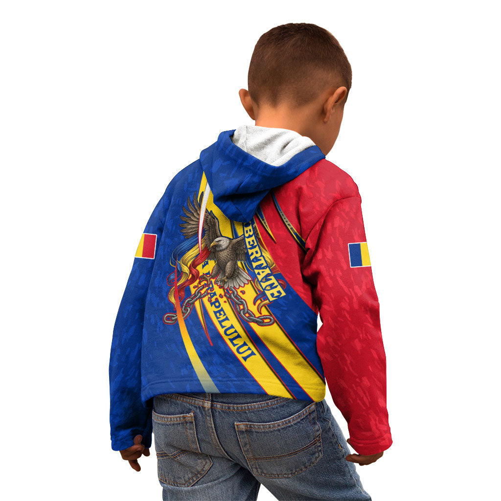 Romania Flag Day Kid Hoodie Libertate Ziua Drapelului - Eagle Patriotic Tricolor Floral