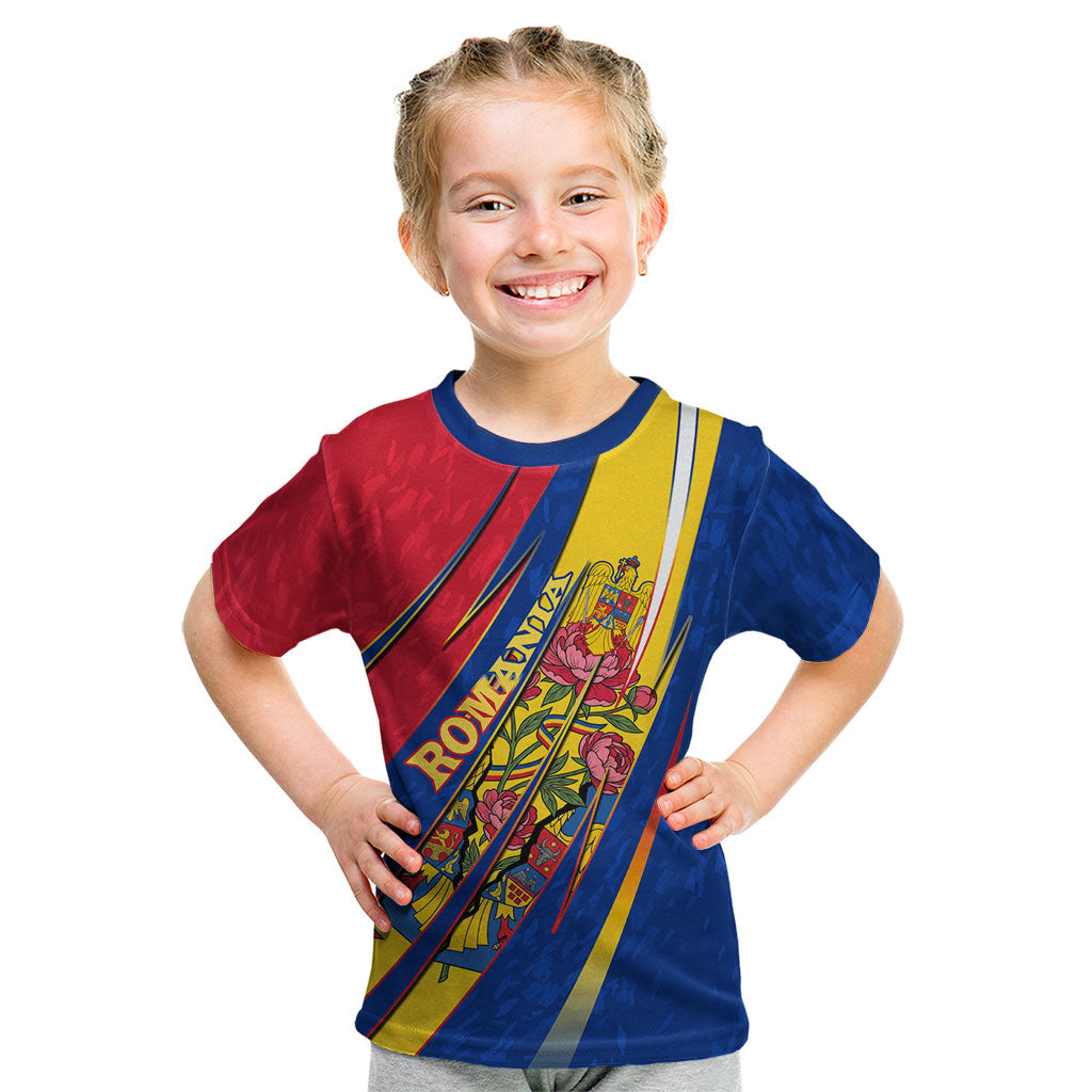 Romania Flag Day Kid T Shirt Libertate Ziua Drapelului - Eagle Patriotic Tricolor Floral