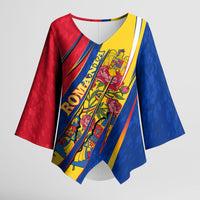Romania Flag Day Kimono Sleeve Blouse Libertate Ziua Drapelului - Eagle Patriotic Tricolor Floral