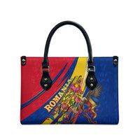 Romania Flag Day Leather Bag Libertate Ziua Drapelului - Eagle Patriotic Tricolor Floral