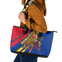 Romania Flag Day Leather Tote Bag Libertate Ziua Drapelului - Eagle Patriotic Tricolor Floral