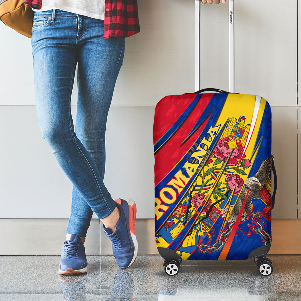 Romania Flag Day Luggage Cover Libertate Ziua Drapelului - Eagle Patriotic Tricolor Floral