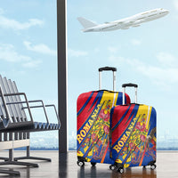 Romania Flag Day Luggage Cover Libertate Ziua Drapelului - Eagle Patriotic Tricolor Floral