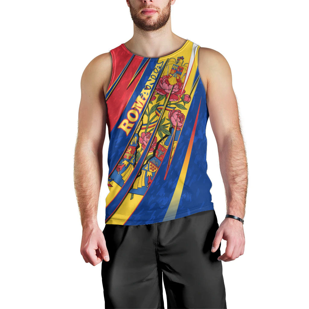 Romania Flag Day Men Tank Top Libertate Ziua Drapelului - Eagle Patriotic Tricolor Floral