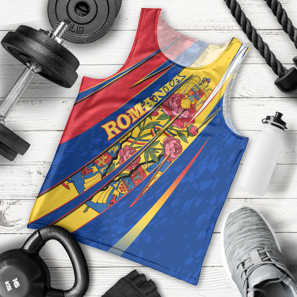 Romania Flag Day Men Tank Top Libertate Ziua Drapelului - Eagle Patriotic Tricolor Floral