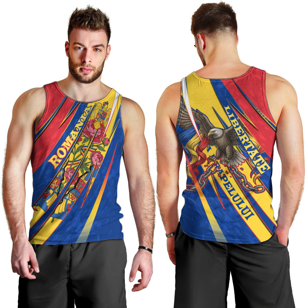 Romania Flag Day Men Tank Top Libertate Ziua Drapelului - Eagle Patriotic Tricolor Floral