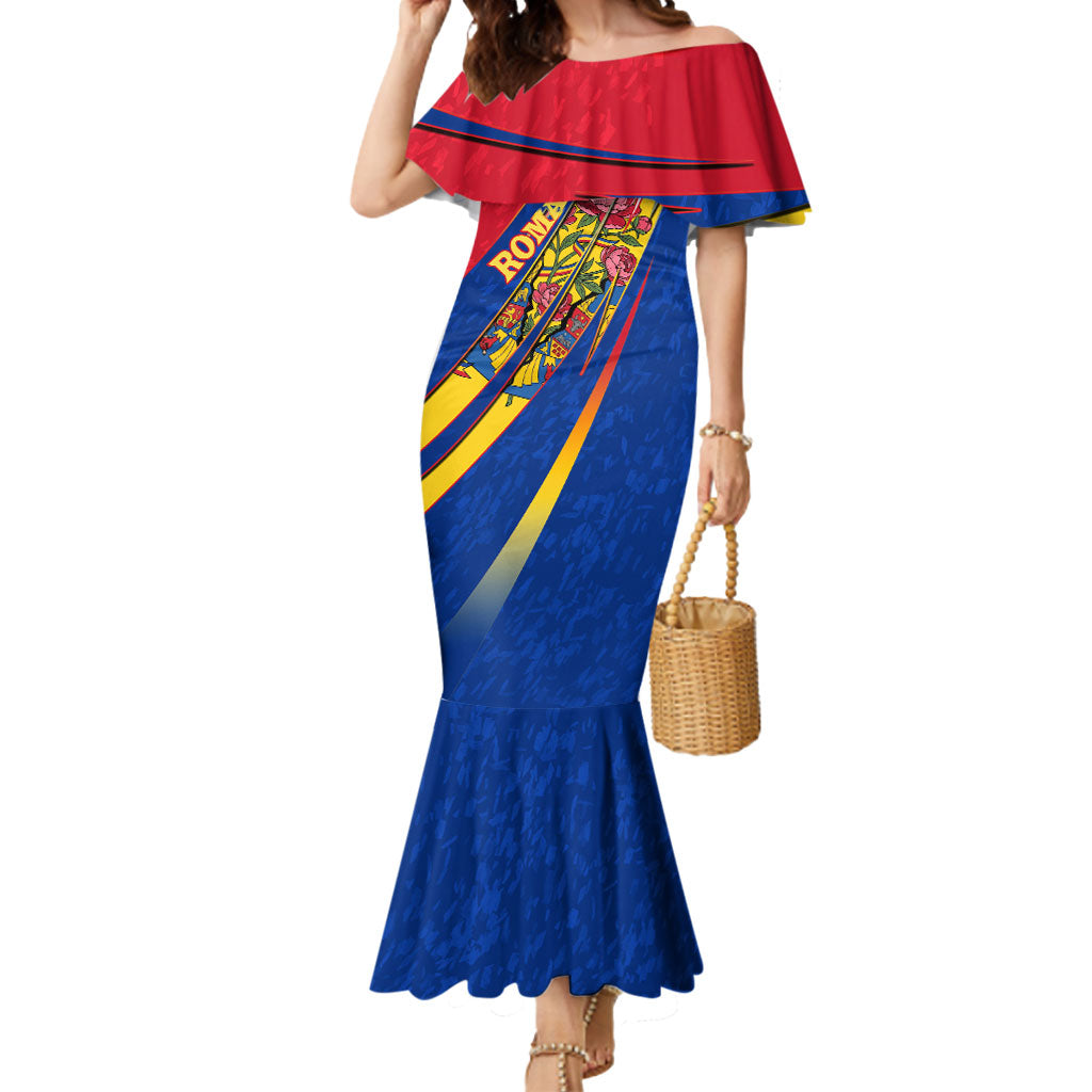 Romania Flag Day Mermaid Dress Libertate Ziua Drapelului - Eagle Patriotic Tricolor Floral