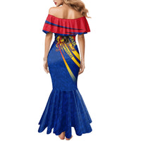 Romania Flag Day Mermaid Dress Libertate Ziua Drapelului - Eagle Patriotic Tricolor Floral