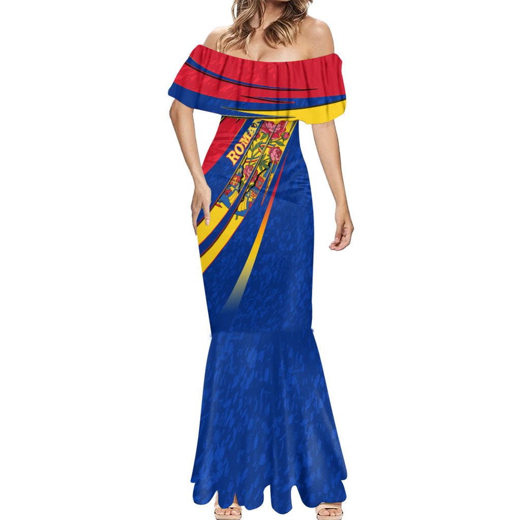 Romania Flag Day Mermaid Dress Libertate Ziua Drapelului - Eagle Patriotic Tricolor Floral