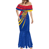 Romania Flag Day Mermaid Dress Libertate Ziua Drapelului - Eagle Patriotic Tricolor Floral