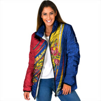 Romania Flag Day Padded Jacket Libertate Ziua Drapelului - Eagle Patriotic Tricolor Floral