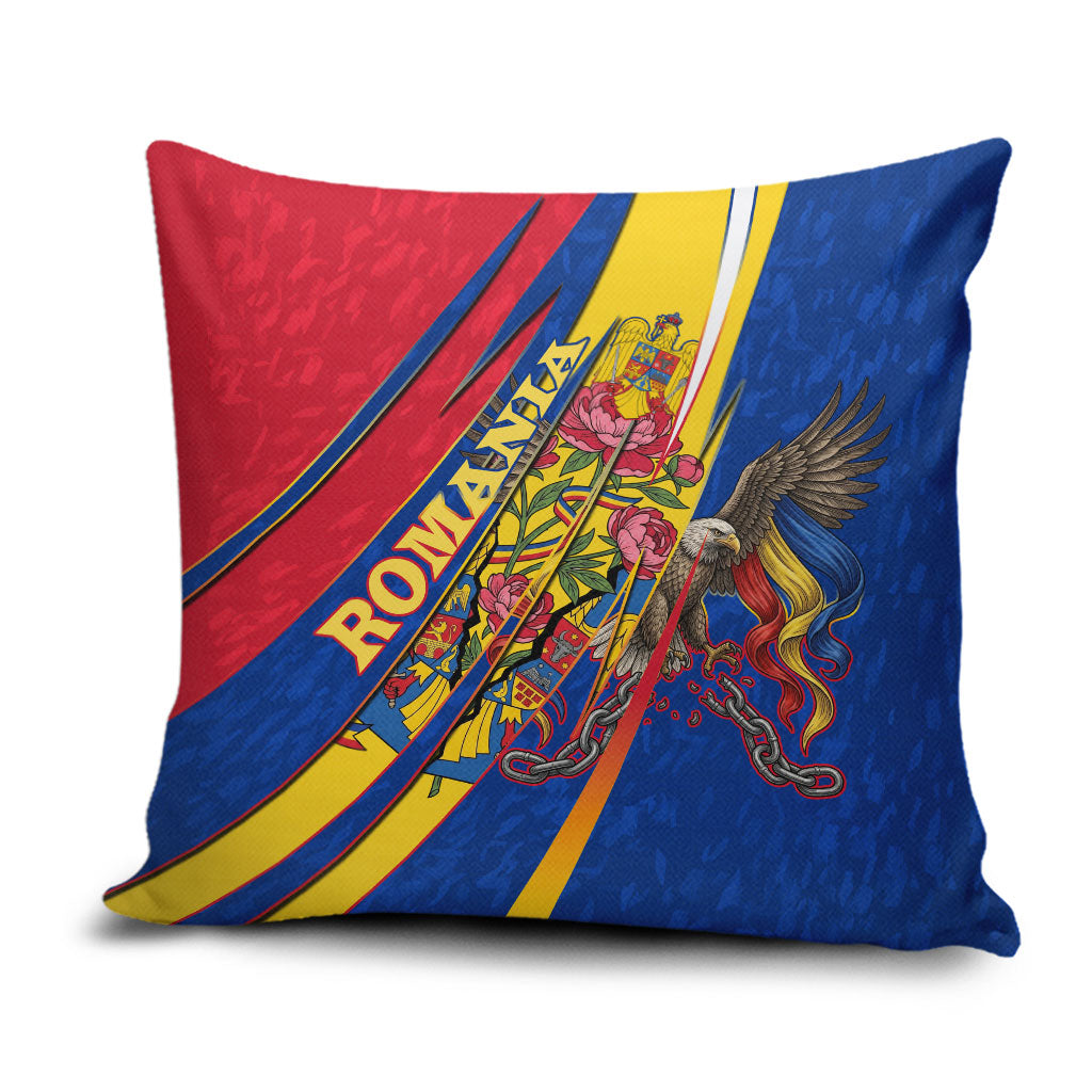 Romania Flag Day Pillow Cover Libertate Ziua Drapelului - Eagle Patriotic Tricolor Floral