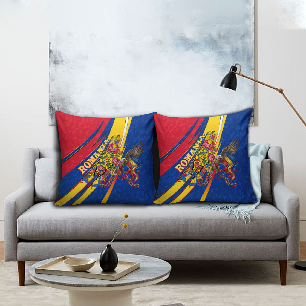 Romania Flag Day Pillow Cover Libertate Ziua Drapelului - Eagle Patriotic Tricolor Floral