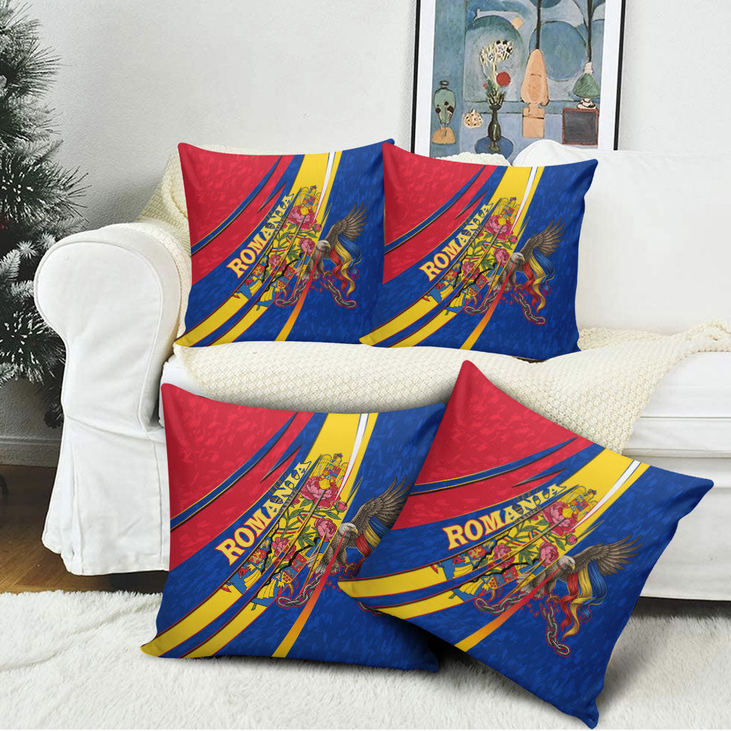 Romania Flag Day Pillow Cover Libertate Ziua Drapelului - Eagle Patriotic Tricolor Floral