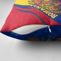 Romania Flag Day Pillow Cover Libertate Ziua Drapelului - Eagle Patriotic Tricolor Floral