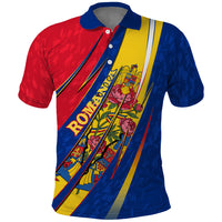 Romania Flag Day Polo Shirt Libertate Ziua Drapelului - Eagle Patriotic Tricolor Floral