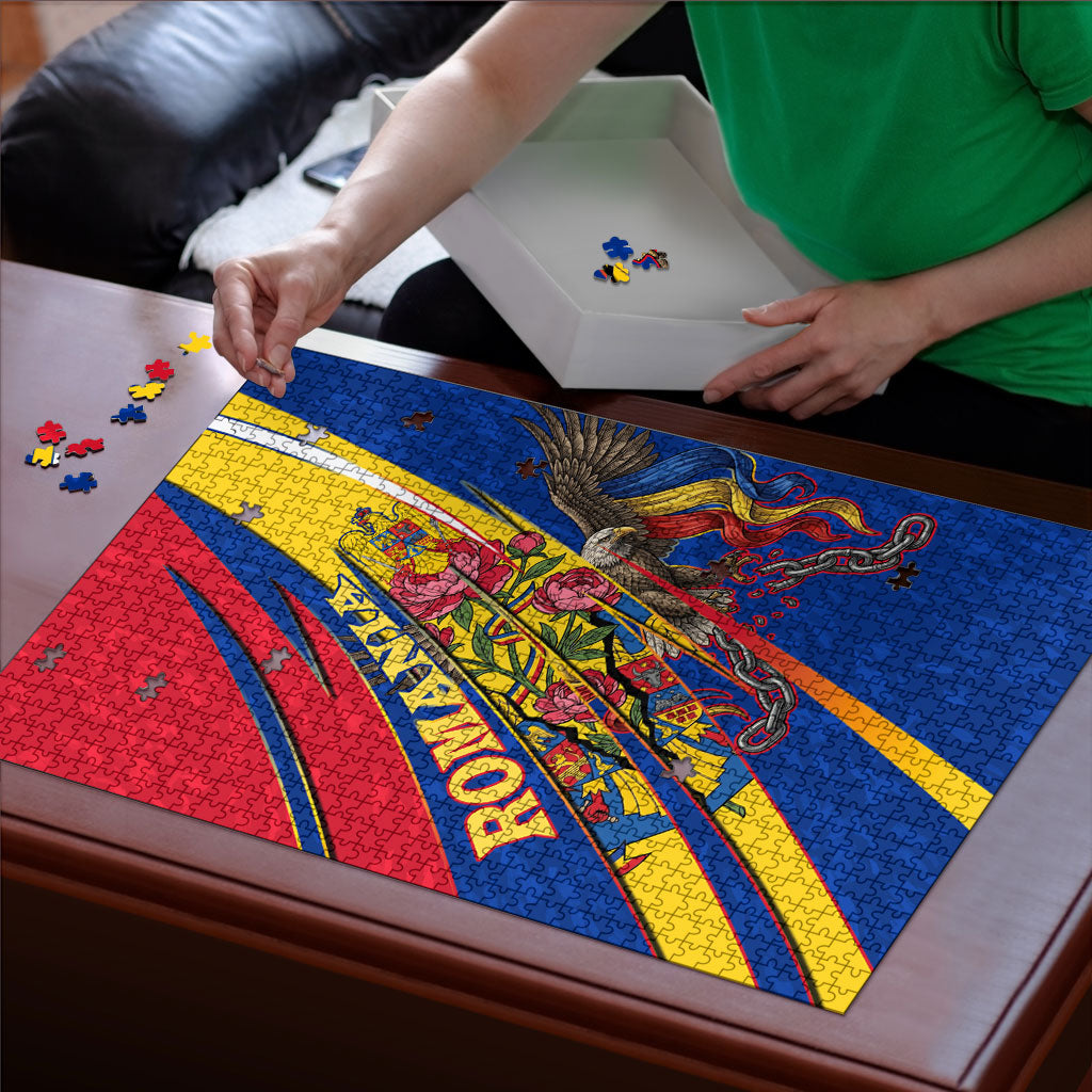 Romania Flag Day Puzzle Libertate Ziua Drapelului - Eagle Patriotic Tricolor Floral