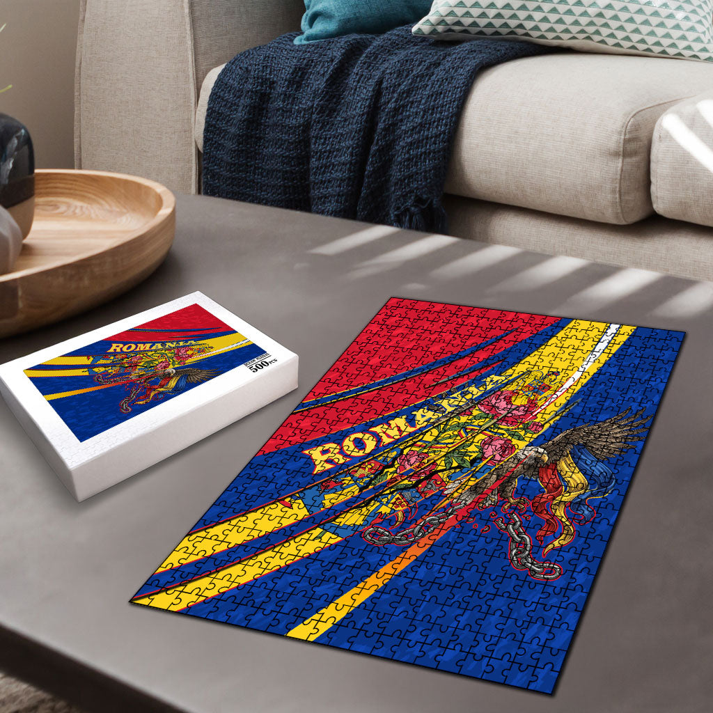 Romania Flag Day Puzzle Libertate Ziua Drapelului - Eagle Patriotic Tricolor Floral