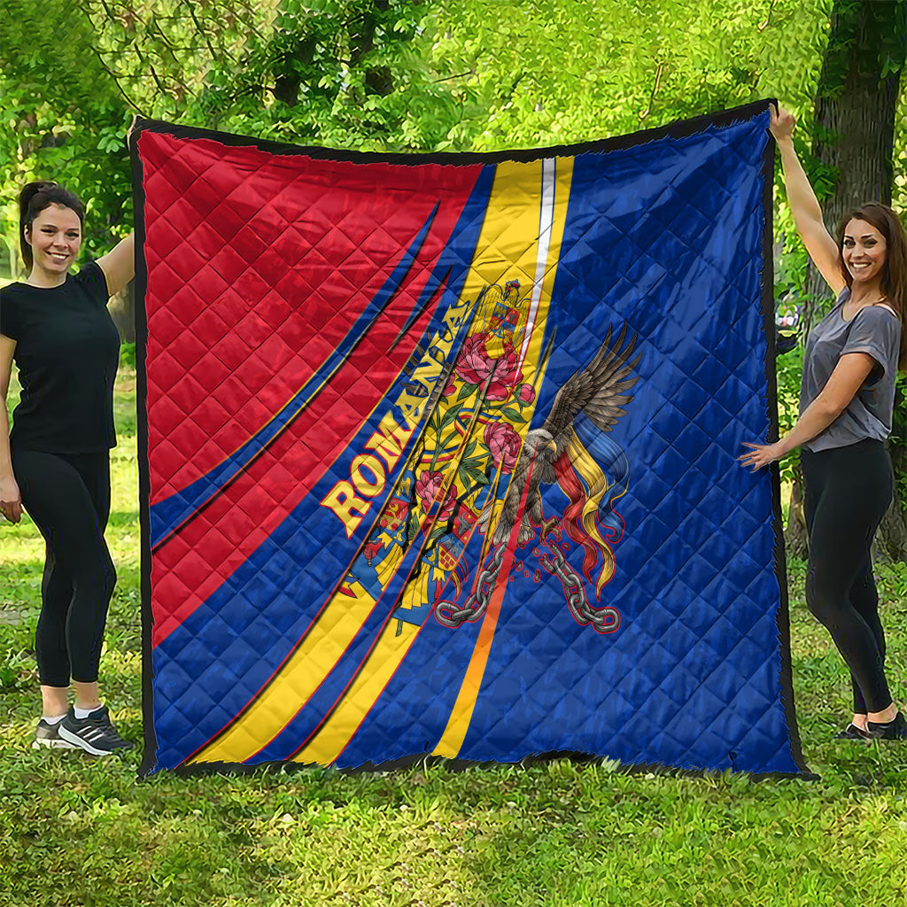 Romania Flag Day Quilt Libertate Ziua Drapelului - Eagle Patriotic Tricolor Floral