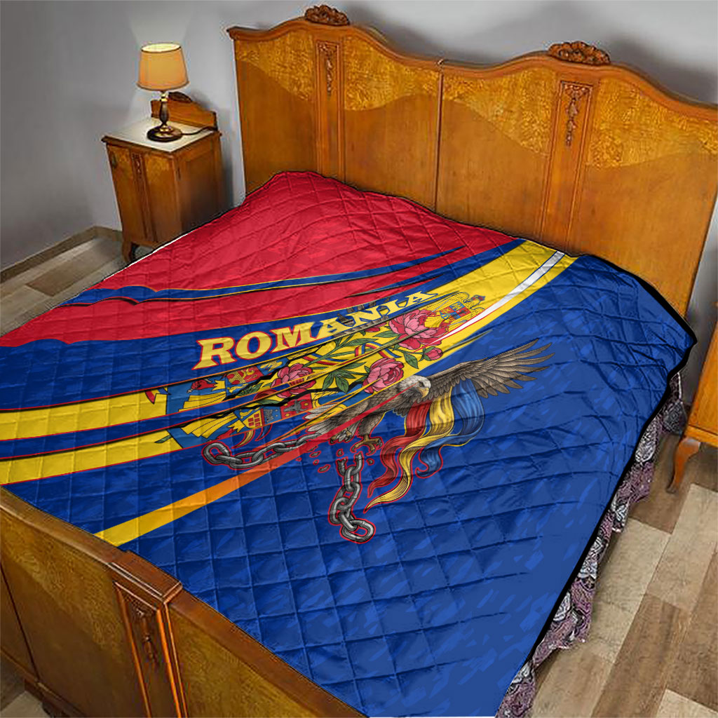 Romania Flag Day Quilt Libertate Ziua Drapelului - Eagle Patriotic Tricolor Floral