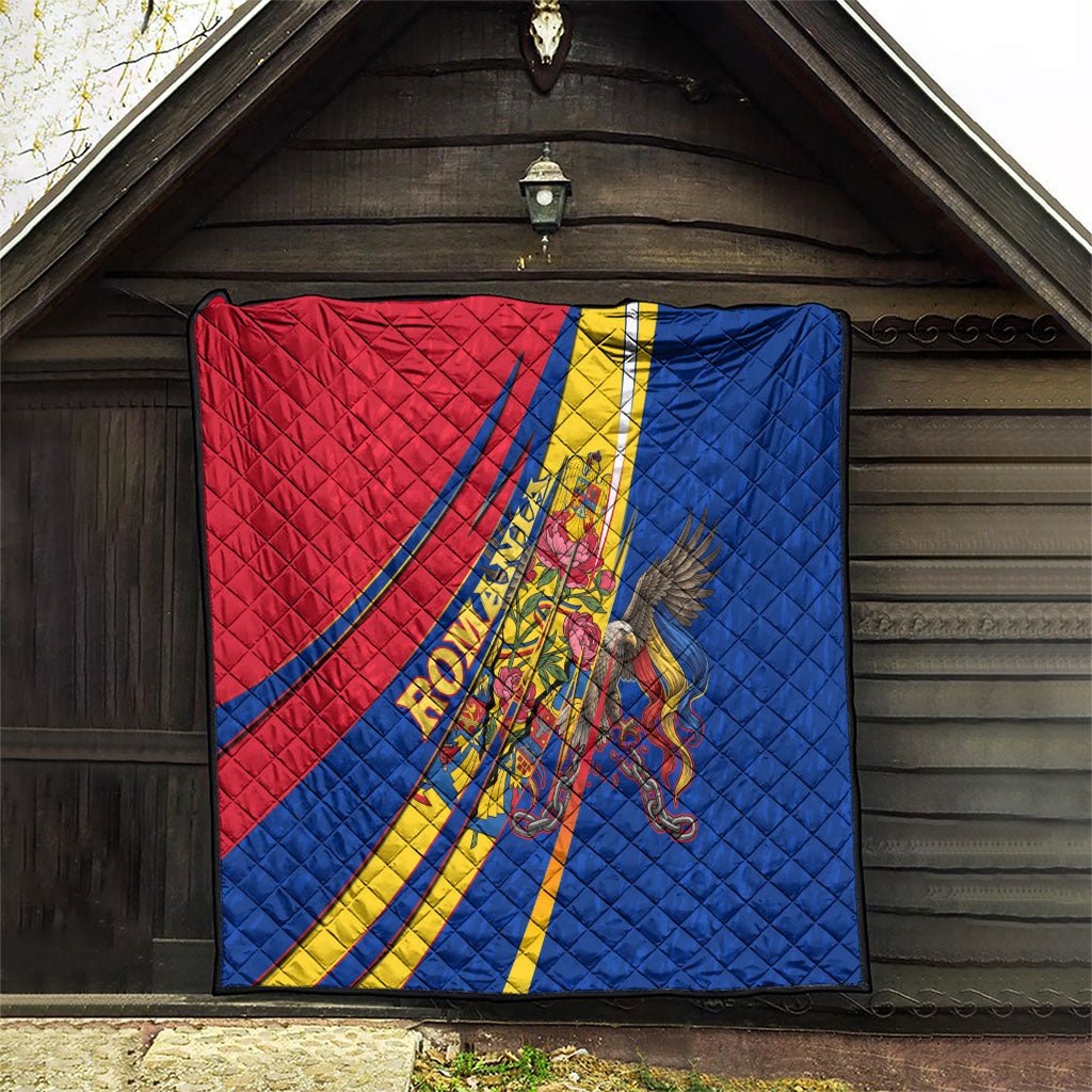 Romania Flag Day Quilt Libertate Ziua Drapelului - Eagle Patriotic Tricolor Floral