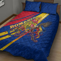 Romania Flag Day Quilt Bed Set Libertate Ziua Drapelului - Eagle Patriotic Tricolor Floral