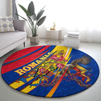 Romania Flag Day Round Carpet Libertate Ziua Drapelului - Eagle Patriotic Tricolor Floral