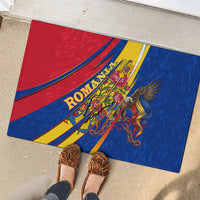 Romania Flag Day Rubber Doormat Libertate Ziua Drapelului - Eagle Patriotic Tricolor Floral
