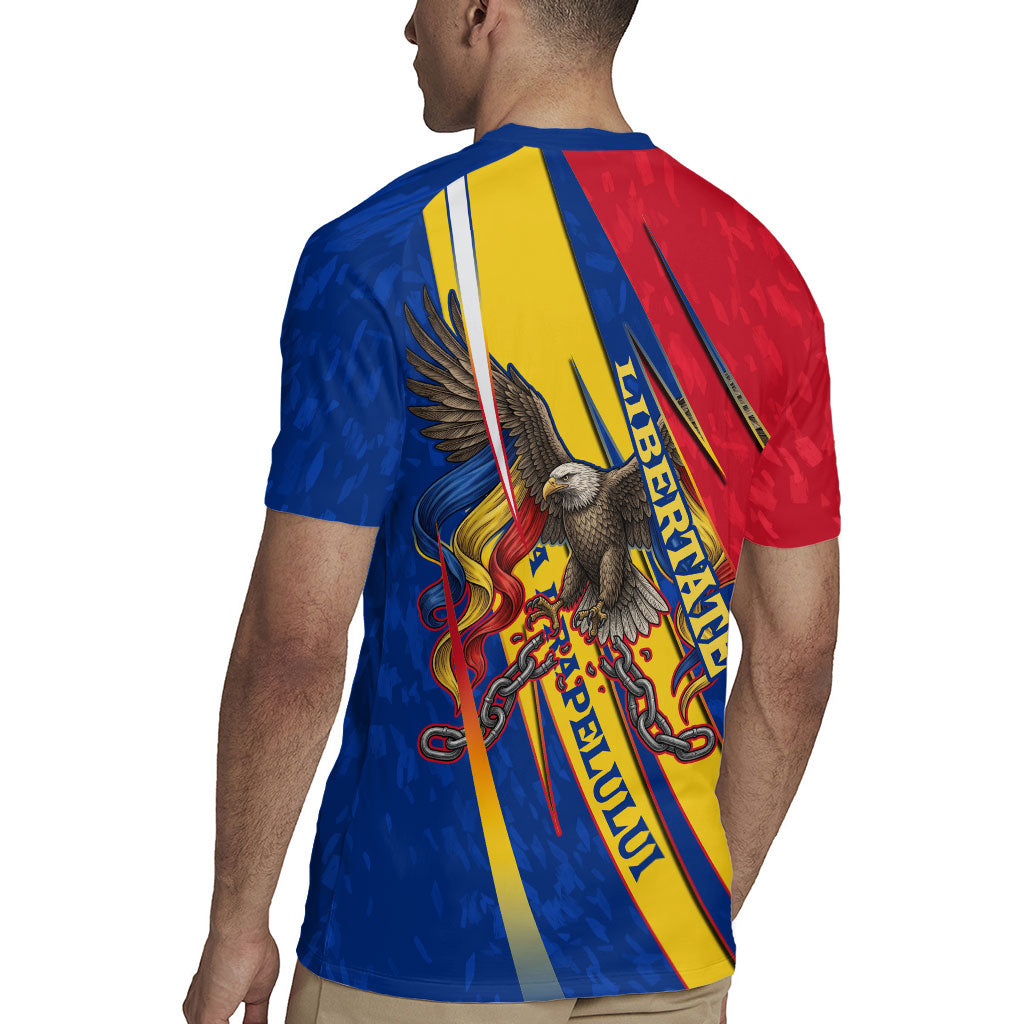 Romania Flag Day Rugby Jersey Libertate Ziua Drapelului - Eagle Patriotic Tricolor Floral