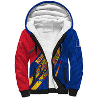 Romania Flag Day Sherpa Hoodie Libertate Ziua Drapelului - Eagle Patriotic Tricolor Floral
