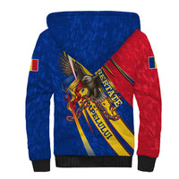 Romania Flag Day Sherpa Hoodie Libertate Ziua Drapelului - Eagle Patriotic Tricolor Floral