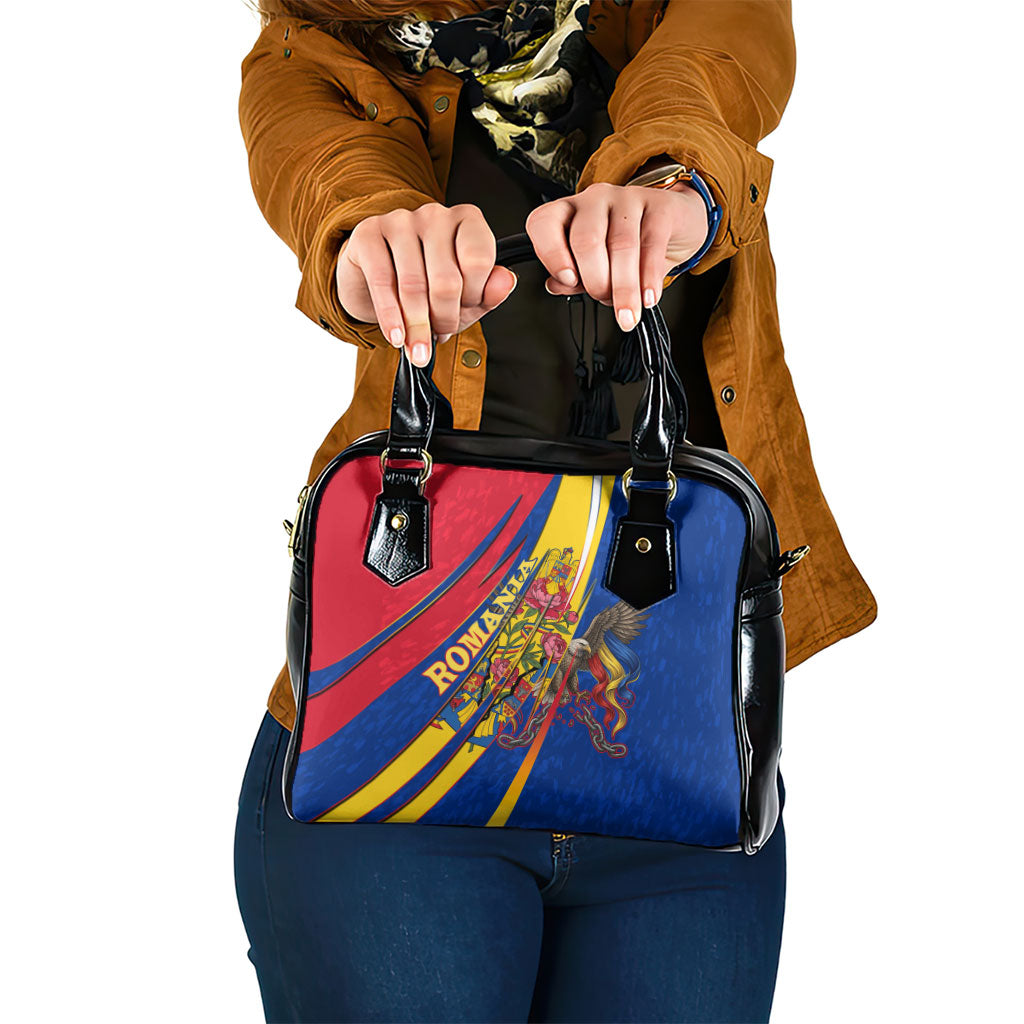 Romania Flag Day Shoulder Handbag Libertate Ziua Drapelului - Eagle Patriotic Tricolor Floral