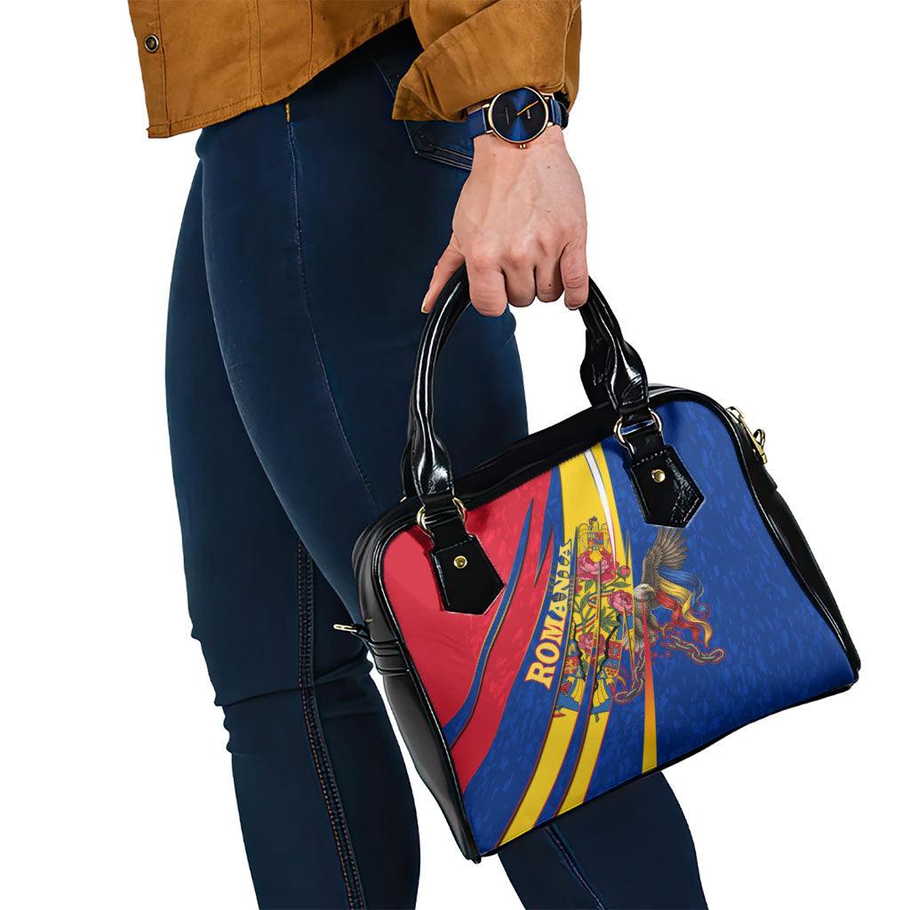 Romania Flag Day Shoulder Handbag Libertate Ziua Drapelului - Eagle Patriotic Tricolor Floral