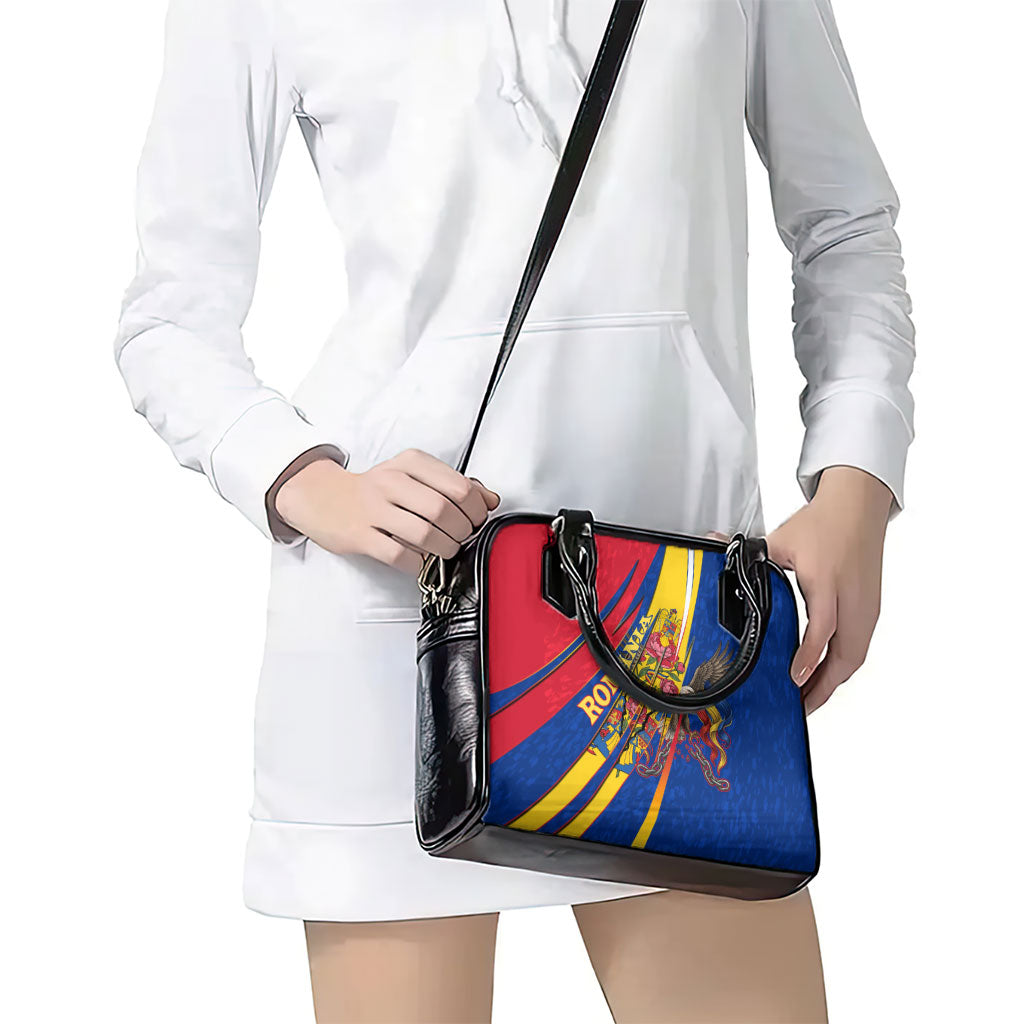 Romania Flag Day Shoulder Handbag Libertate Ziua Drapelului - Eagle Patriotic Tricolor Floral
