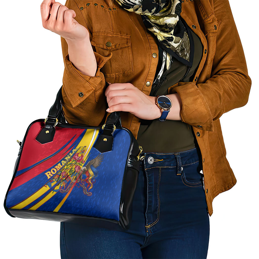 Romania Flag Day Shoulder Handbag Libertate Ziua Drapelului - Eagle Patriotic Tricolor Floral
