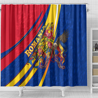 Romania Flag Day Shower Curtain Libertate Ziua Drapelului - Eagle Patriotic Tricolor Floral