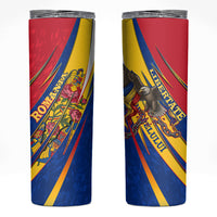 Romania Flag Day Skinny Tumbler Libertate Ziua Drapelului - Eagle Patriotic Tricolor Floral