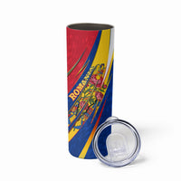 Romania Flag Day Skinny Tumbler Libertate Ziua Drapelului - Eagle Patriotic Tricolor Floral