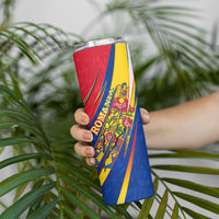 Romania Flag Day Skinny Tumbler Libertate Ziua Drapelului - Eagle Patriotic Tricolor Floral