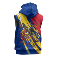 Romania Flag Day Sleeveless Zip Hoodie Libertate Ziua Drapelului - Eagle Patriotic Tricolor Floral