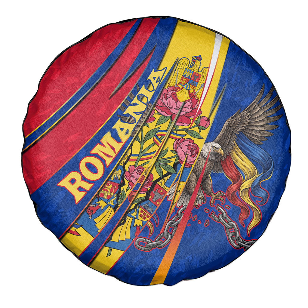 Romania Flag Day Spare Tire Cover Libertate Ziua Drapelului - Eagle Patriotic Tricolor Floral