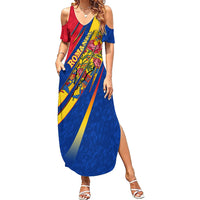 Romania Flag Day Summer Maxi Dress Libertate Ziua Drapelului - Eagle Patriotic Tricolor Floral